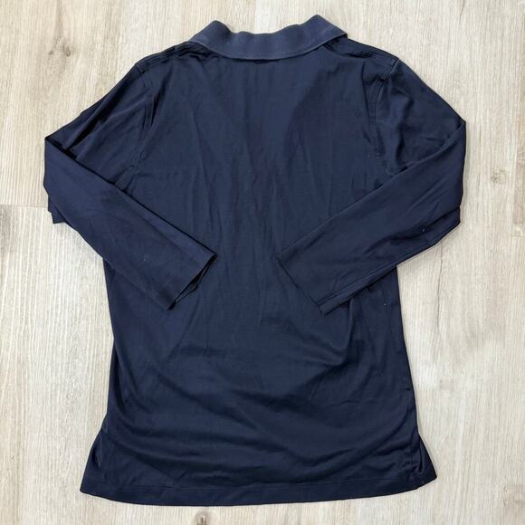 Brooks Brothers Navy Blue Pullover V Neck Collared Top Kangaroo Pockets Medium - Picture 3 of 4